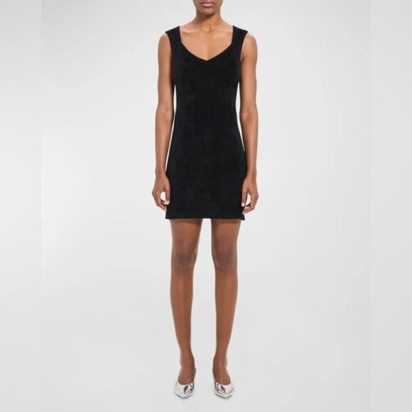 New Theory Micro Velvet Sleeveless Mini Dress in Black Size L - Picture 12 of 13